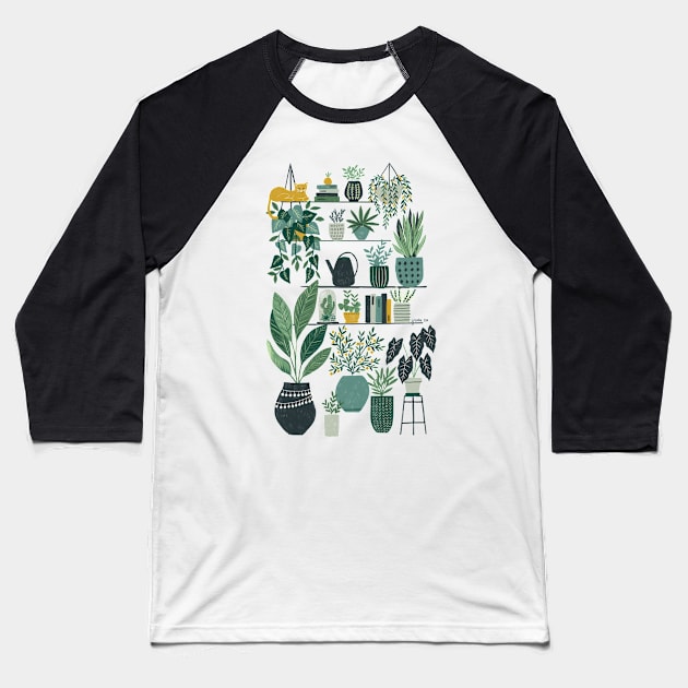 Plants on Shelves Baseball T-Shirt by YuanXuDesign